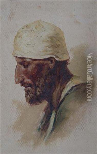 Head Study Of An Arab Oil Painting - John Frederick Lewis