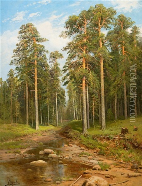 Forest Creek Oil Painting - Simeon Fedorovich Fedorov