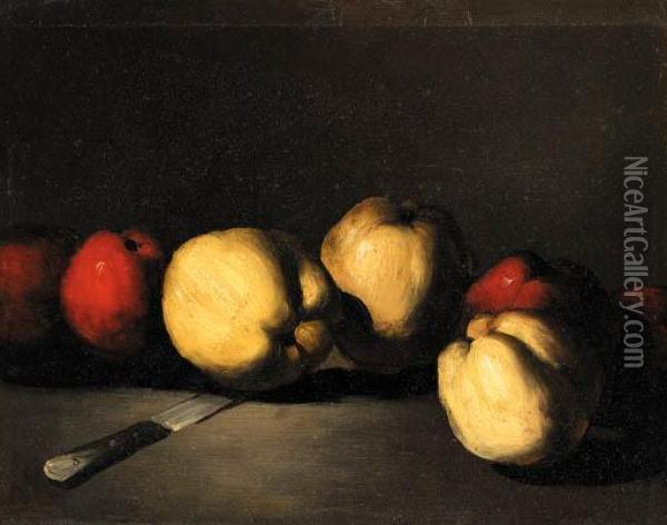 Still Life Of Apples Oil Painting - Germain Theodure Clement Ribot