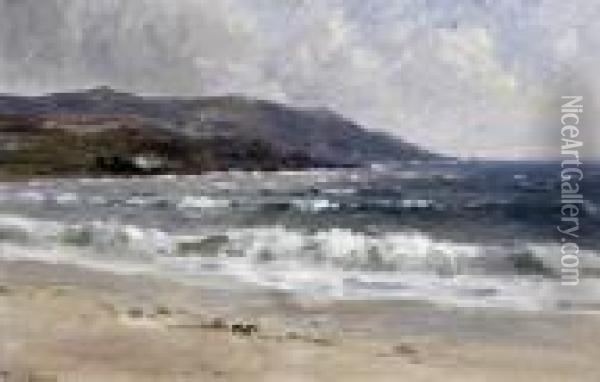 Coastal Scene With Remote Cottages Oil Painting - James Humbert Craig
