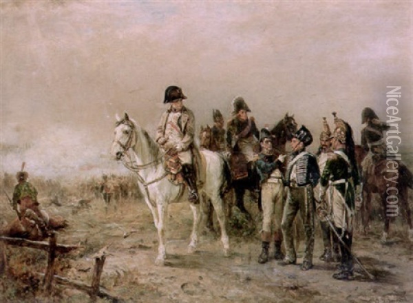The Turning Point At Waterloo: Sunday 18th June 1815 (the Prussian Hussar Captured About Three O'clock) Oil Painting - Robert Alexander Hillingford