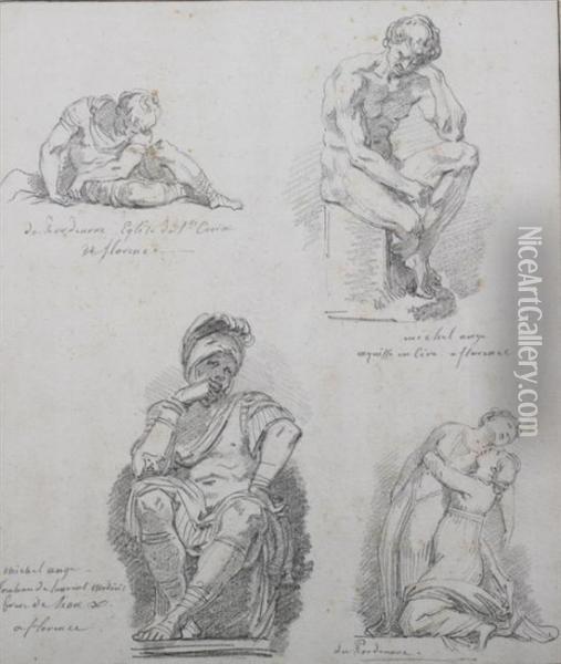 Studies After Old Masters Oil Painting - Jean-Honore Fragonard