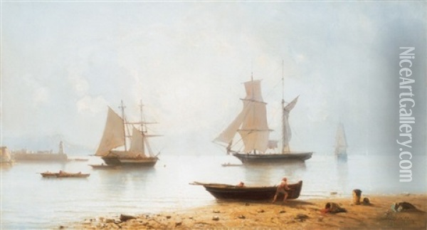 Sailing Boats Oil Painting - Josef Karl Berthold Puettner