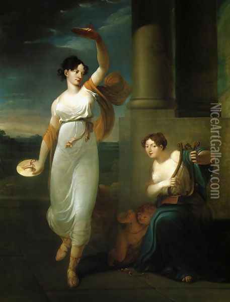 Portrait of Maria Mirska, Adam Napoleon Mirski and Barbara Szumska Oil Painting - Jan Rustem