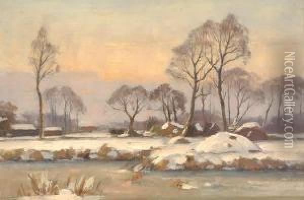 Winter Landscape Oil Painting - Louis Willem Van Soest