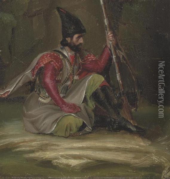 A Kabyle Warrior Oil Painting - Martinus Rorbye
