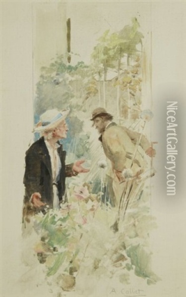 Les Messieurs Au Jardin Oil Painting - Antoine Calbet