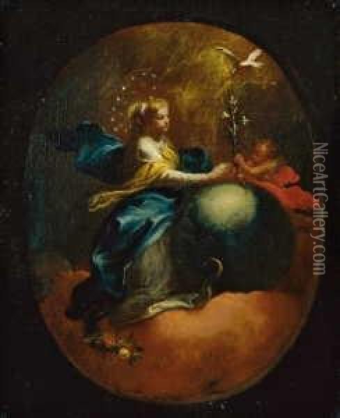 Schmidt , Zugeschrieben Maria Immaculata. Ol Auf Leinwand. H 41; B 33 Cm Oil Painting - Martin Johann Schmidt