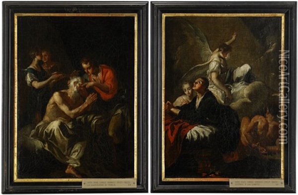 La Guarigione Di Tobia, Estasi D'un Santo (pair) Oil Painting - Johann Josef Karl Henrici