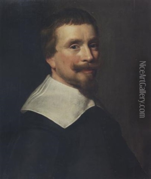 Portrait Of A Gentleman (the Artist?) In Black Costume With A Lawn Collar Oil Painting - Jacob Willemsz Delff the Younger