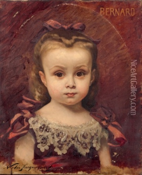 Portrait De Petite Fille Oil Painting - Nelie Barbe Hyacinthe Jacquemart
