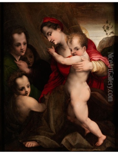 Madonna Mit Kind Und Engeln Oil Painting - Bartolommeo Traballesi