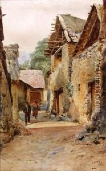 Rue De Village Dans L'arriere Pays Oil Painting - Pierre Comba