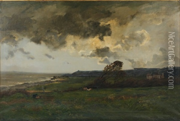 Avant L'orage, Aux Alentours De Villerville Oil Painting - Hippolyte Camille Delpy