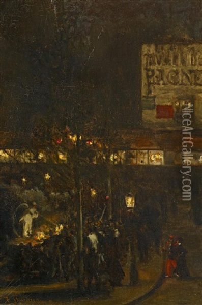 Abendscene In Paris Oil Painting - Franz Skarbina