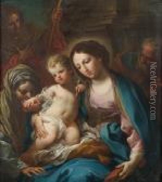 The Holy Family With Saints Anne And Joachim Oil Painting - Sebastiano Conca