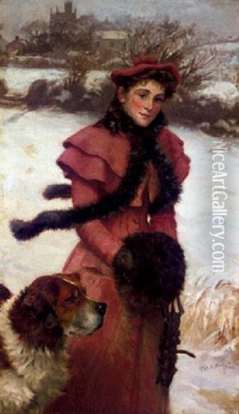 A Winter Walk Oil Painting - Philip Richard Morris