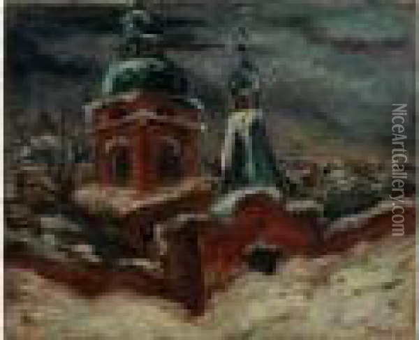 Vue D'une Eglise Orthodoxe Pres De Moscou Oil Painting - Issachar ber Ryback