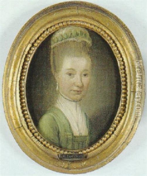 Portraet Af Kobberstikker J.f. Clemens' Kone Marie Jeanne Clemens Oil Painting - Carl Loffler