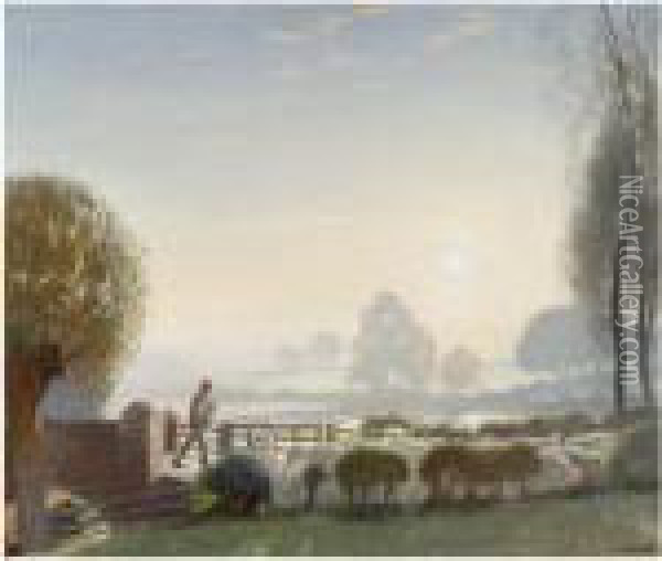 The Shepherd Boy, Sunrise Oil Painting - George Clausen