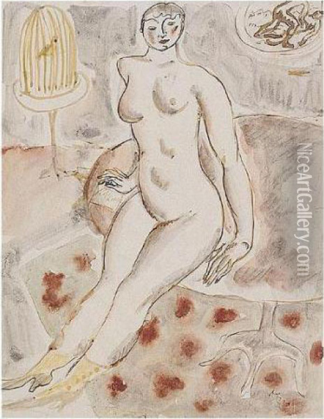 Nude In An Interior Oil Painting - Georges Kars