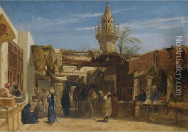 Street In Cairo Oil Painting - Frederick Goodall