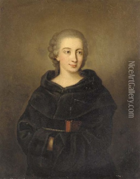 Portrait Of A Lady Wearing A Monk's Habit Oil Painting - Francois Hubert Drouais