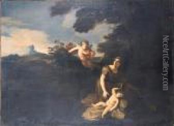 Hagar And Ishmael In The Wilderness Oil Painting - Pier Francesco Mola