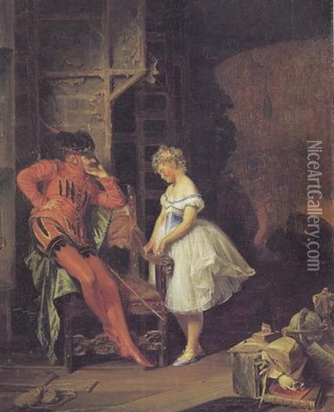 Mephisto Hinter Den Kulissen Oil Painting - Eduard von Gruetzner