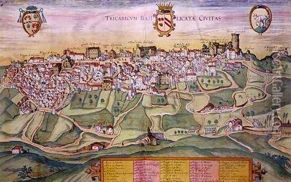 Map of Tricarico from Cities of the World Oil Painting - Joris Hoefnagel