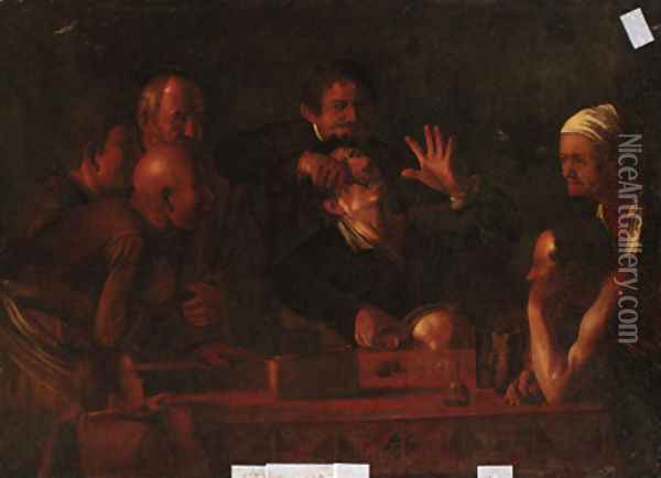 A man having a tooth pulled Oil Painting - Michelangelo Merisi Da Caravaggio