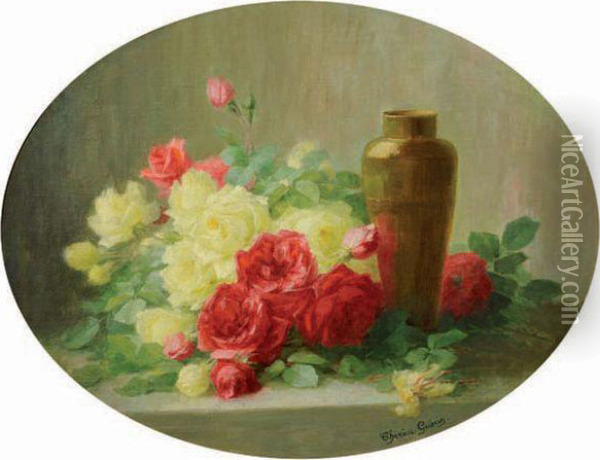 Roses Et Dinanderie Oil Painting - Therese Guerin