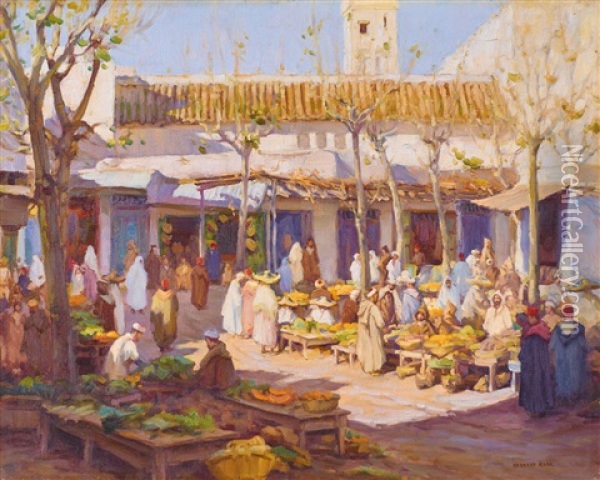 Vegetable Market, Tetuan Oil Painting - Herbert Rose