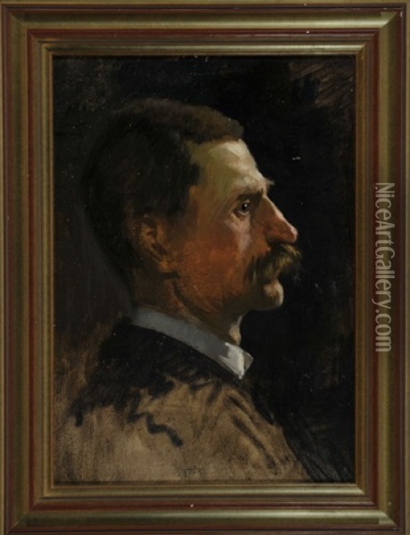 Portrait Eines Mannes Mit Schnurrbart Im Profil Oil Painting - Ernst Pasqual Jordan