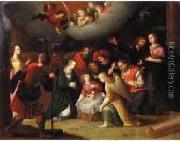 The Adoration Of The Shepherds Oil Painting - Louis de Caullery