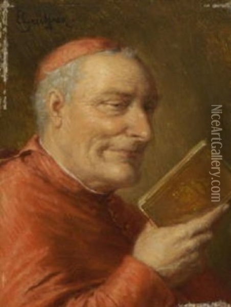 Lesender Kardinal Oil Painting - Eduard von Gruetzner