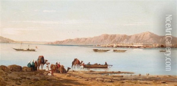 Vue De Suez Oil Painting - Prosper Barbot