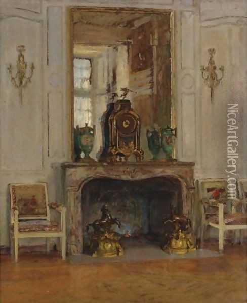 Fireplace, Palais De Fontainbleau Oil Painting - Walter Gay