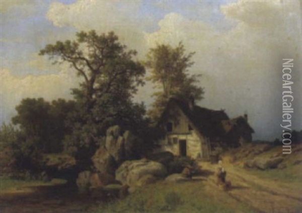 Deutsche Landschaft Oil Painting - Joseph Jansen