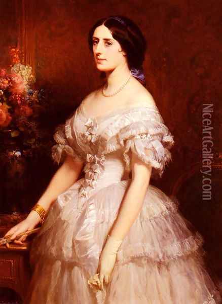 Portrait D'Une Dame (Portrait Of A Lady) Oil Painting - Edouard Louis Dubufe