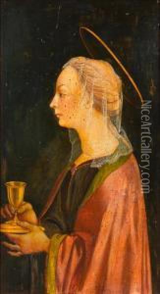 Bildnis Einer Heiligen. Oil Painting - Domenico Veneziano