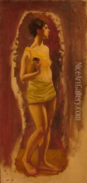 Woman With Cup Oil Painting - John Haberle