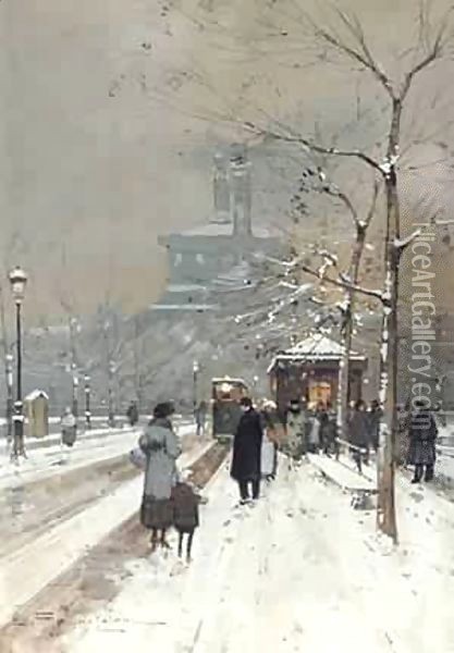 Figures in the Snow Paris Oil Painting - Eleanor Fortescue-Brickdale