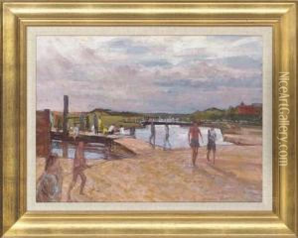 A Sunny Day By The River Oil Painting - William Bowyer Pain
