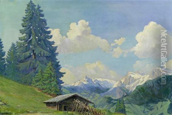 Alpine Landscape In The Bernese Uplands Oil Painting - Emil Cardinaux