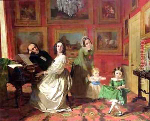 The Rev and Mrs Palmer Lovell with their daughters Georgina and Christina Oil Painting - Augustus Leopold Egg