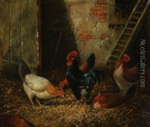 A Flock Of Hens Oil Painting - Samuel Joseph Clark