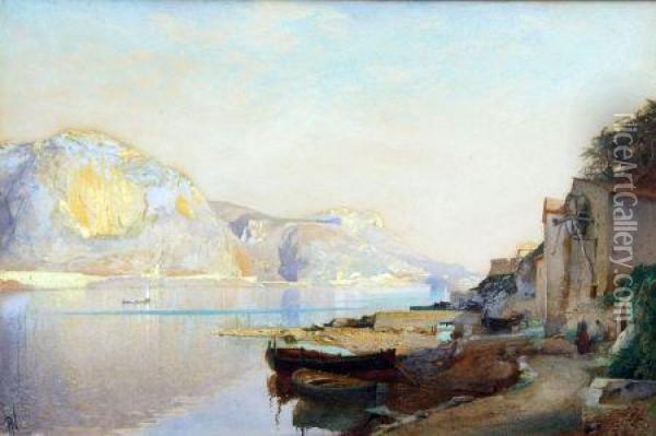 A Greek Coastal Landscape Oil Painting - Pownoll Toker Williams