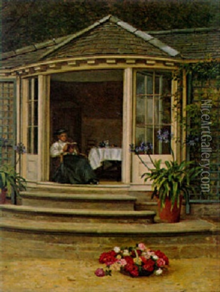 Tea In The Conservatory Oil Painting - Edith Hayllar