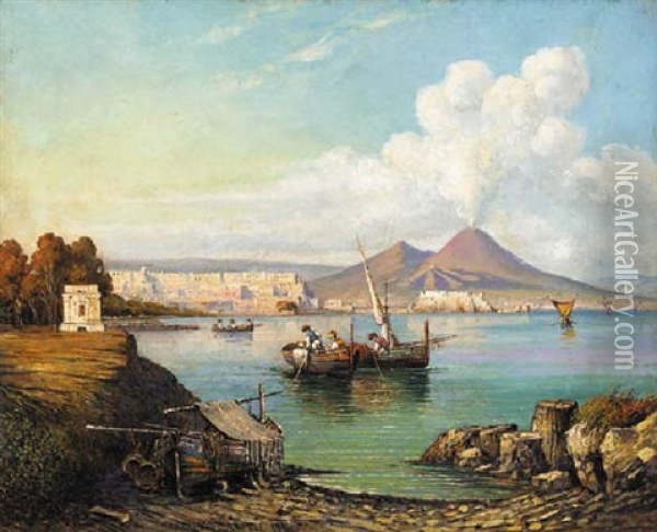 Fishing In The Bay Of Naples Oil Painting - Consalvo Carelli